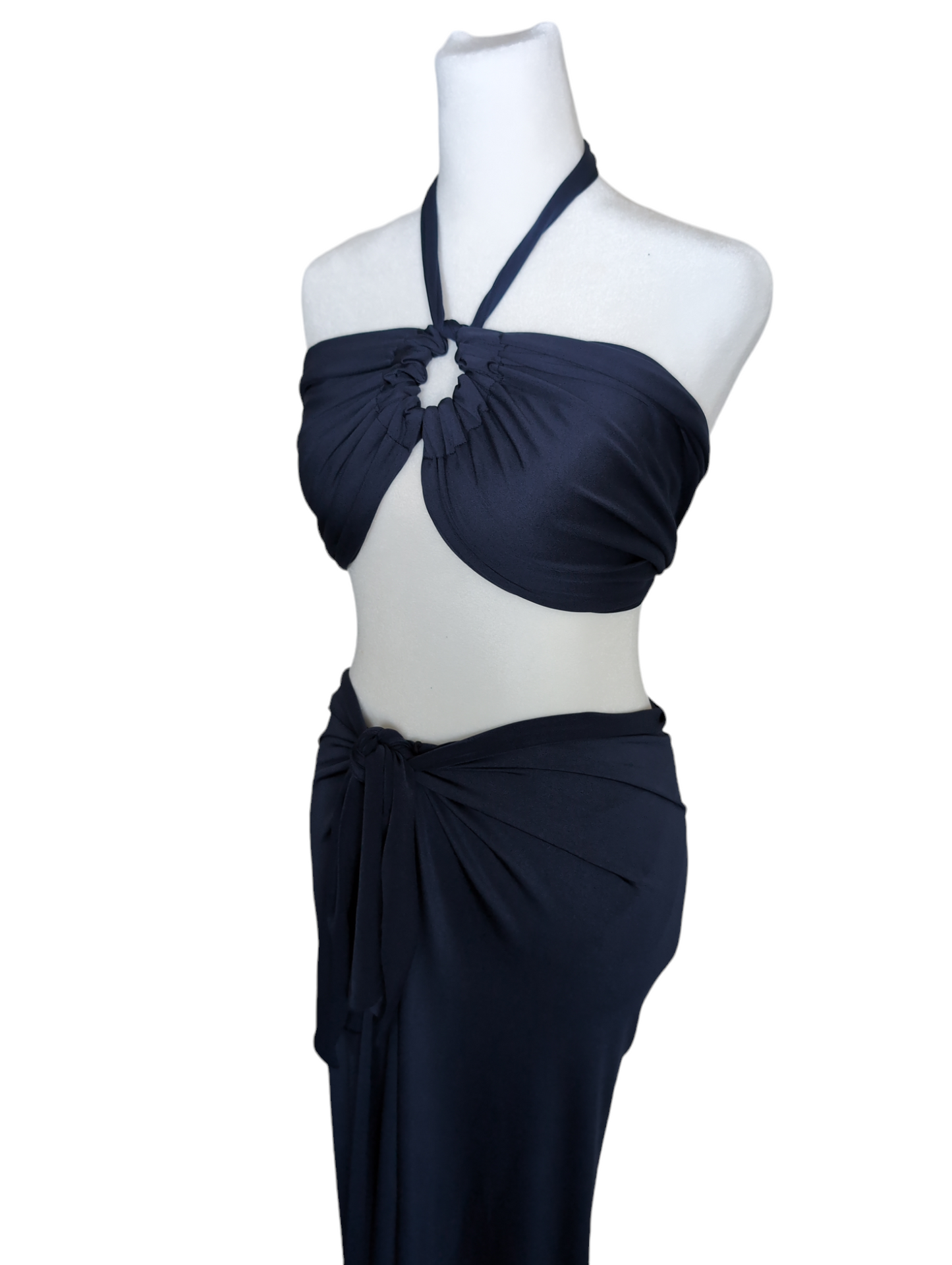 Classic Brazilian Navy Pant Wrap and Bandeau Set