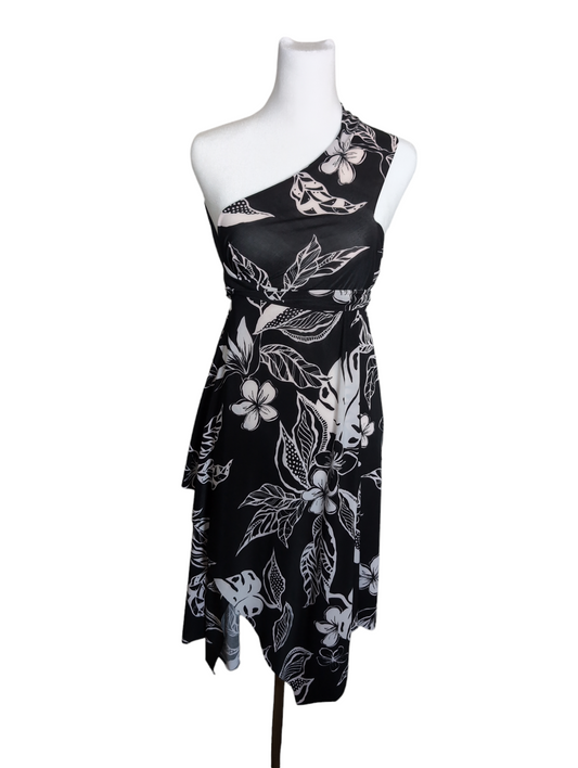 Midnight Tropical Leaves Print Dress Wrap